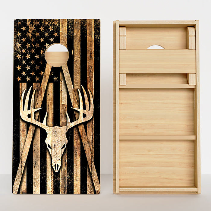Deer Skull American Flag Professional Cornhole Boards