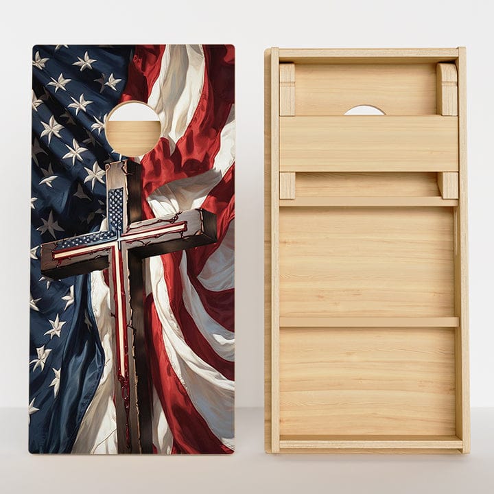 Boards American Flag Cross Professional Cornhole Boards