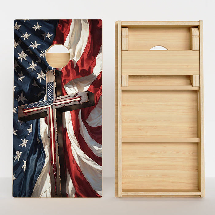 American Flag Cross Professional Cornhole Boards