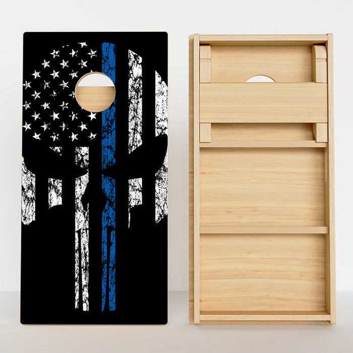 Blue Line Punisher Skull Professional Cornhole Boards