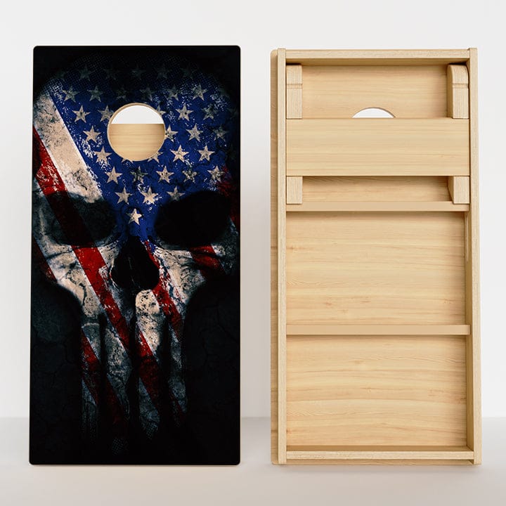 Boards Punisher Skull American Flag Professional Cornhole Boards