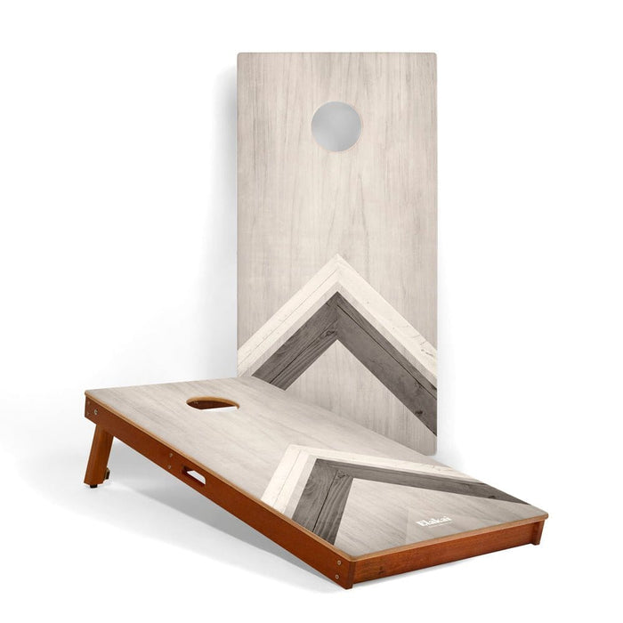 Cornhole Boards Silver Chevron 2ft x 4ft Graphic Wood Classic Cornhole Set | Modern Angle Collection