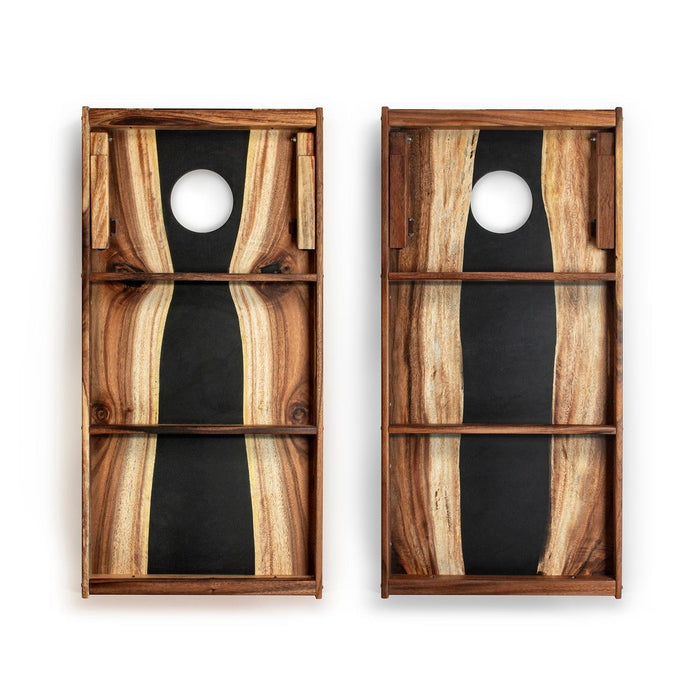 Cornhole Boards 2ft x 4ft Resin & Wood Classic Cornhole Set | Live Edge River Collection