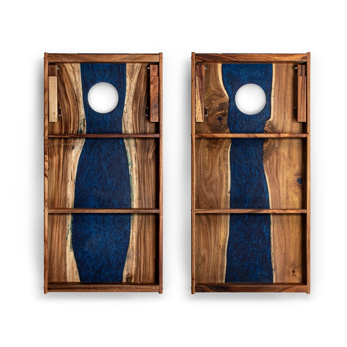 Cornhole Boards 2ft x 4ft Resin & Wood Classic Cornhole Set | Live Edge River Collection