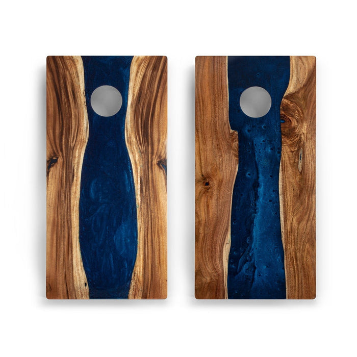 Cornhole Boards 2ft x 4ft Resin & Wood Classic Cornhole Set | Live Edge River Collection