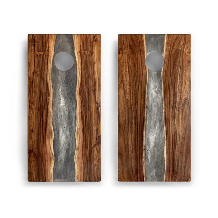 Cornhole Boards 2ft x 4ft Resin & Wood Classic Cornhole Set | Live Edge River Collection