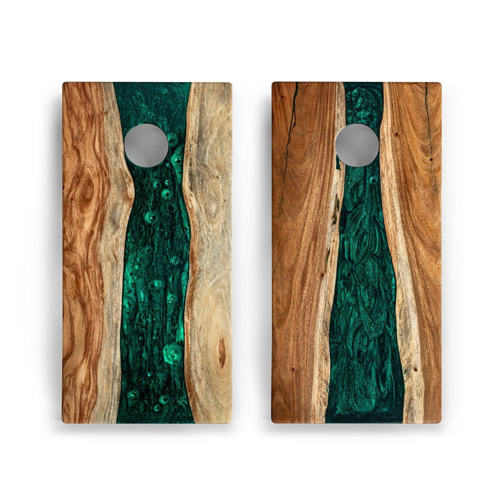 Cornhole Boards 2ft x 4ft Resin & Wood Classic Cornhole Set | Live Edge River Collection