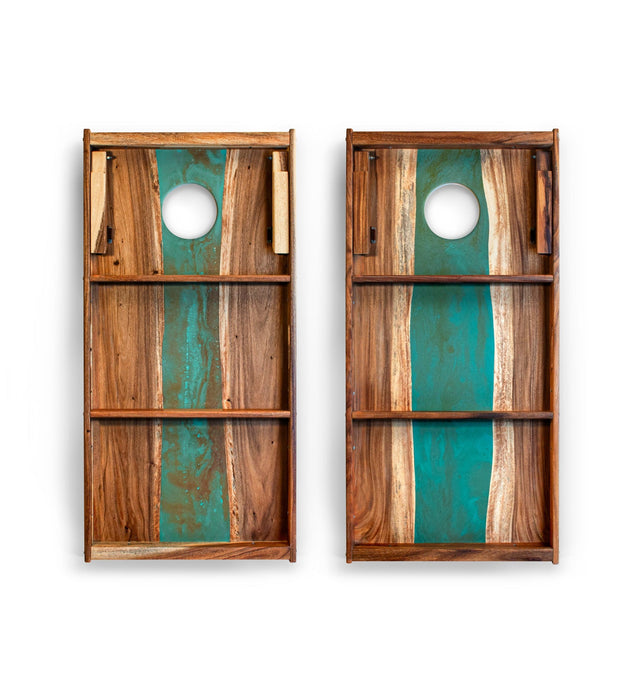 Cornhole Boards 2ft x 4ft Resin & Wood Classic Cornhole Set | Live Edge River Collection