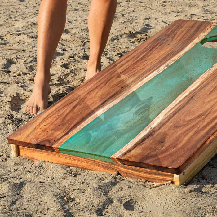Cornhole Boards 2ft x 4ft Resin & Wood Classic Cornhole Set | Live Edge River Collection