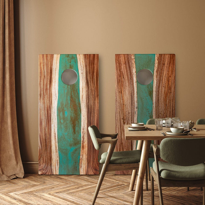 Cornhole Boards 2ft x 4ft Resin & Wood Classic Cornhole Set | Live Edge River Collection