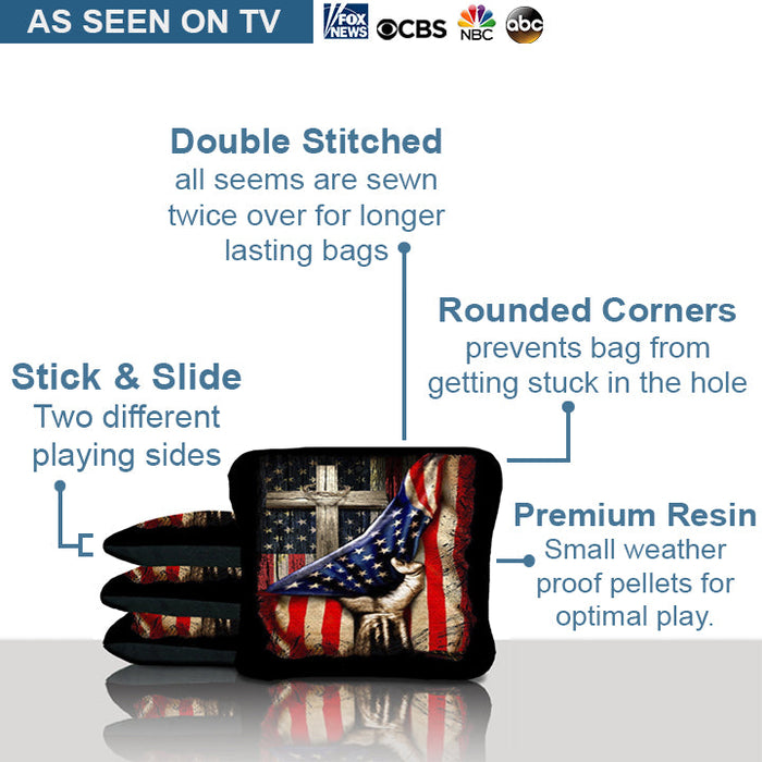 American Flag Cross Cornhole Bags