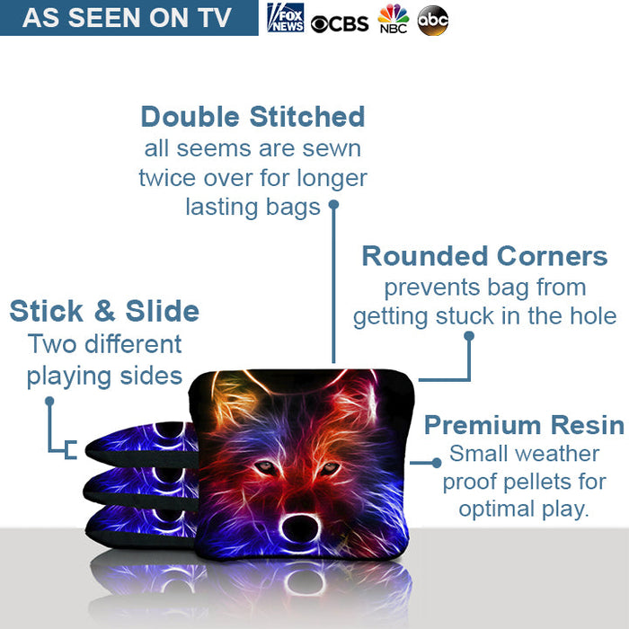 Neon Wolf Cornhole Bags