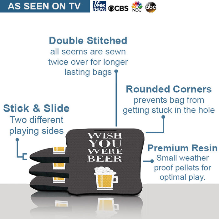 Wish You Were Beer Cornhole Bags