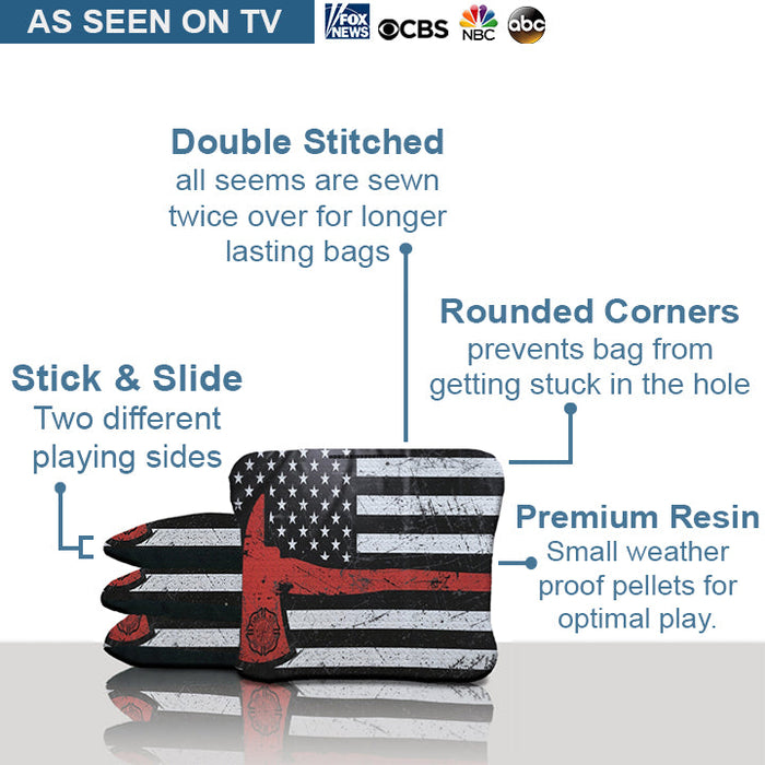 American Flag Red Line Axe Cornhole Bags