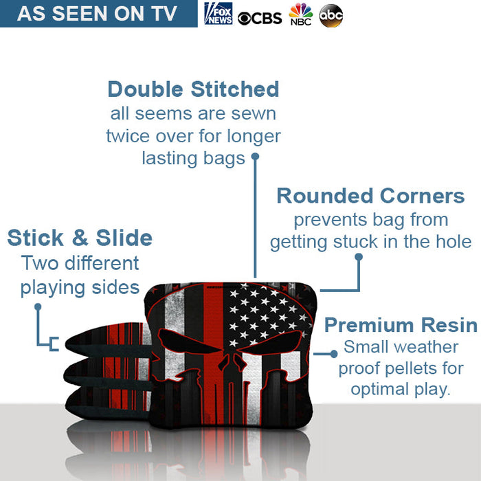 Punisher Red Line Skull Cornhole Bags