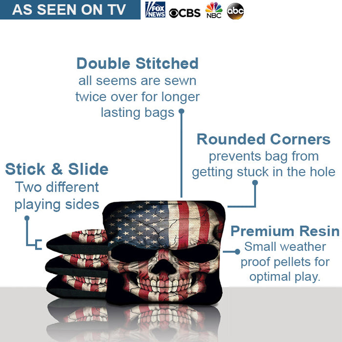 American Flag Punisher Skull Cornhole Bags