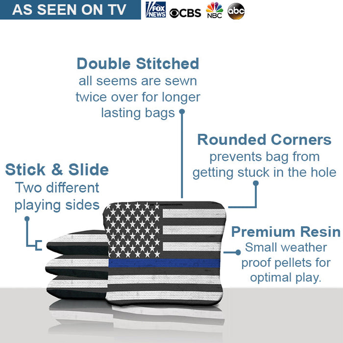 Blue Line American Flag Cornhole Bags