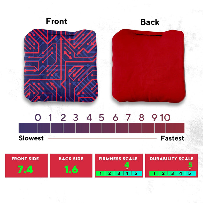 Red Yellow Tech Cornhole Bags - Set of 8