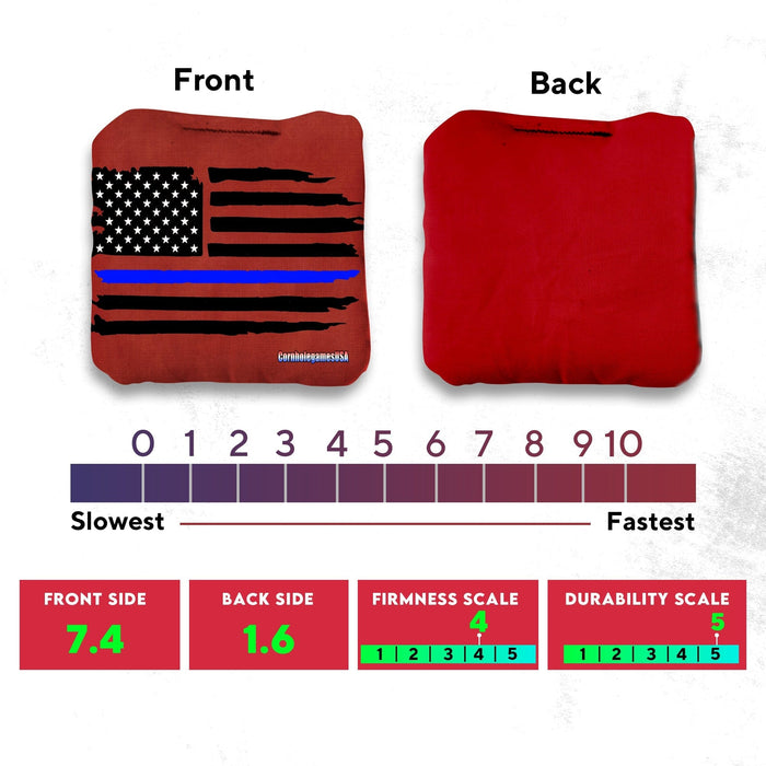 Blue Line Red Line Cornhole Bags - Set of 8