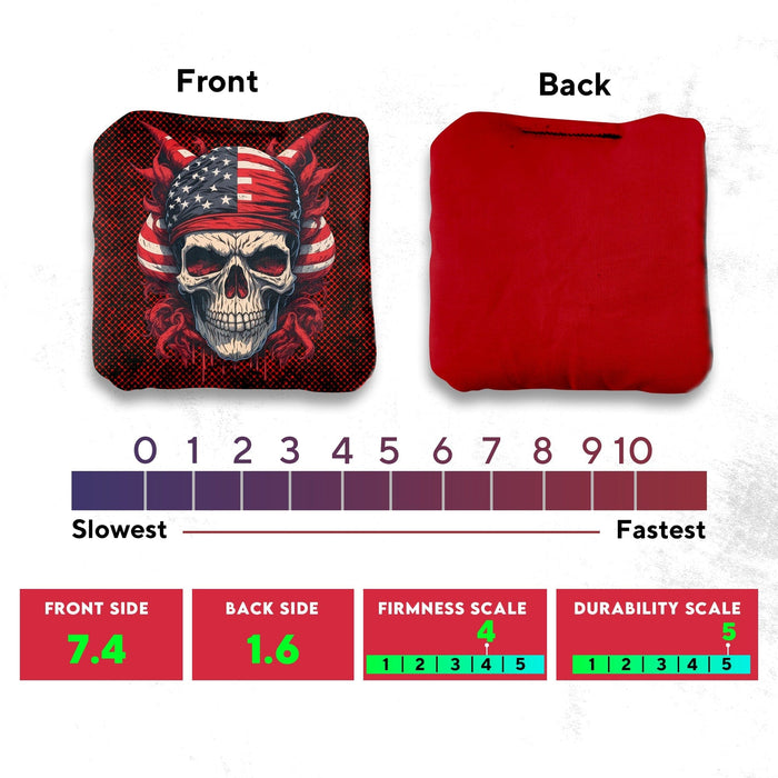Skull Red Blue Cornhole Bags - Set of 8