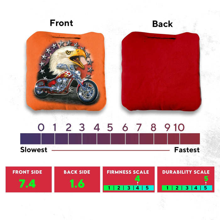 Motorcycle Bald Eagle Cornhole Bags - Set of 8