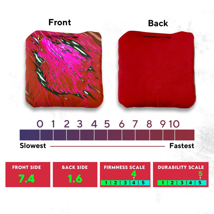 Blue Pink Wolf Cornhole Bags - Set of 8