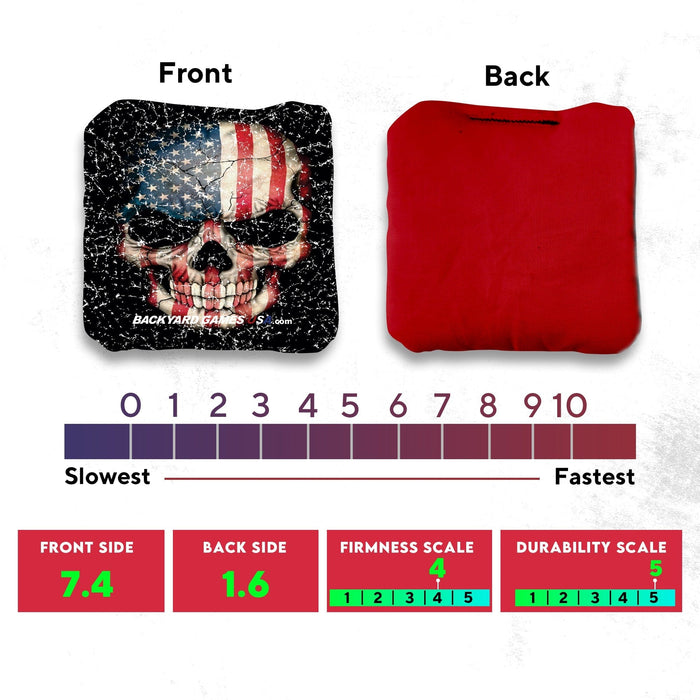 Red Grey Skull Cornhole Bags - Set of 8