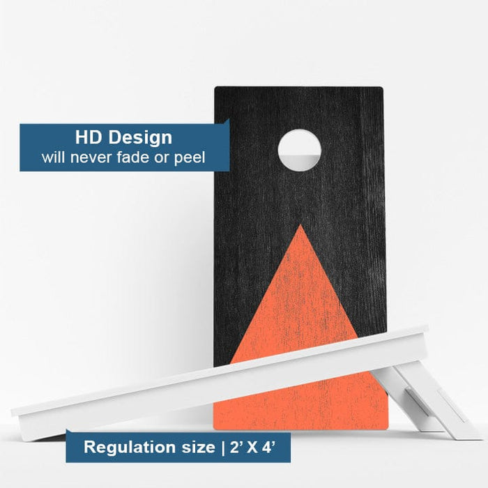 Boards Wood Grain With Orange Weather Proof Cornhole Boards