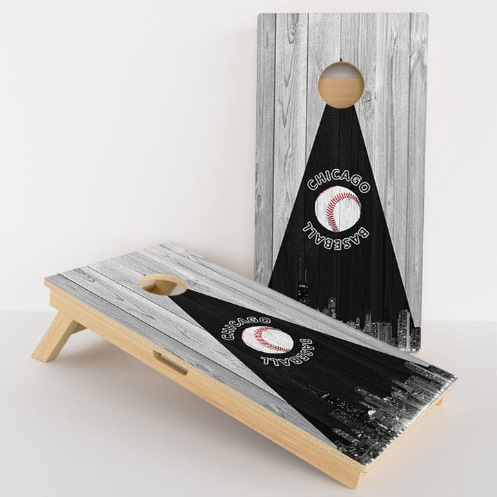 Boards Chicago Black & White Baseball Professional Cornhole Boards