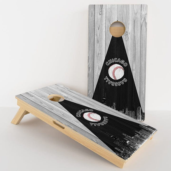 Boards Chicago Black & White Baseball Professional Cornhole Boards
