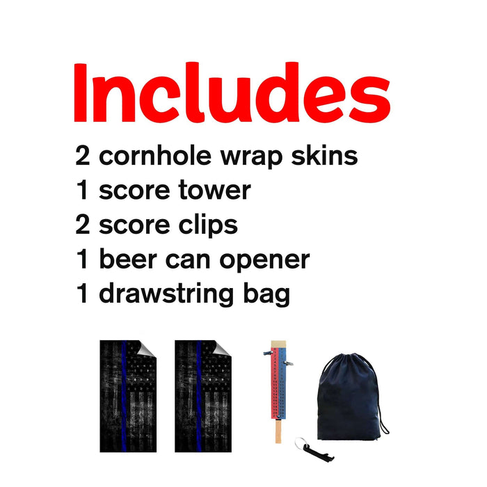 Dark Blue Lines Cornhole Boards Wraps (Set of 2)