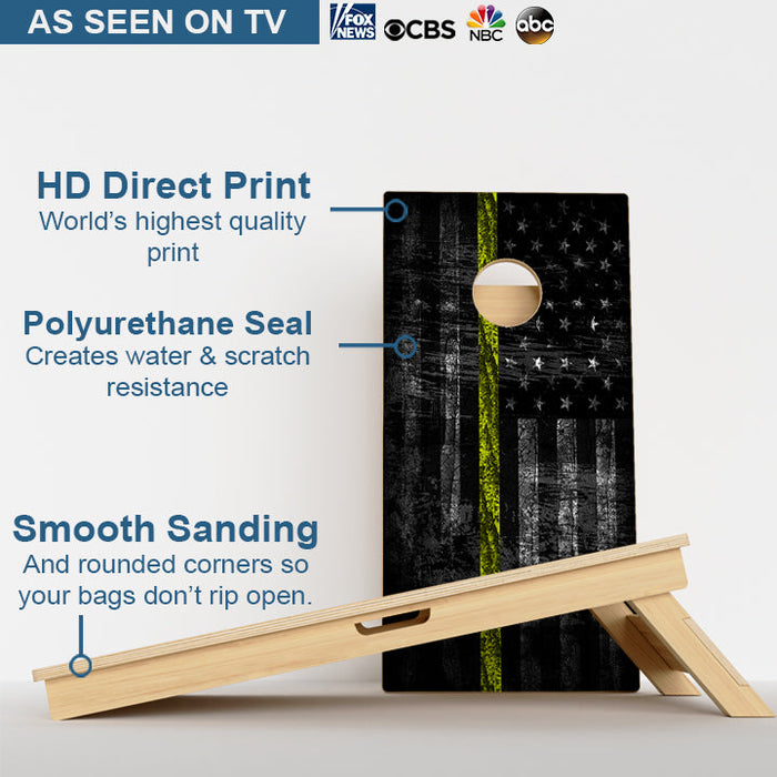 Thin Yellow Line Dispatch Flag Professional Cornhole Boards