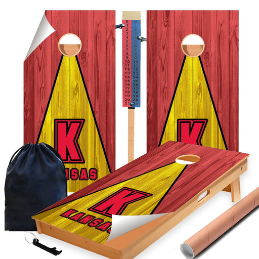 Kansas Football Cornhole Boards Wraps (Set of 2)
