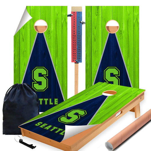 Seahawks Football Cornhole Boards Wraps (Set of 2)