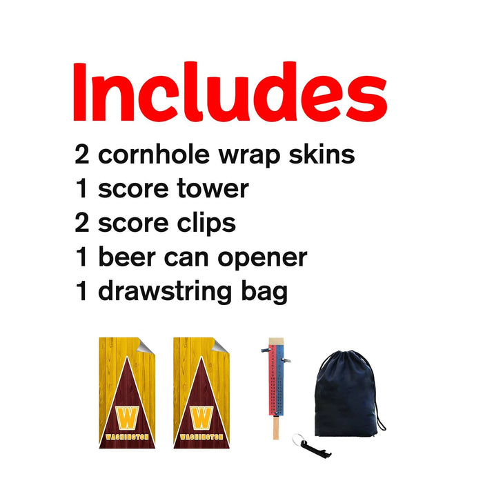 Washington Football Cornhole Boards Wraps (Set of 2)