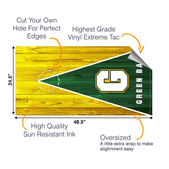 Green Bay Football Cornhole Boards Wraps (Set of 2)