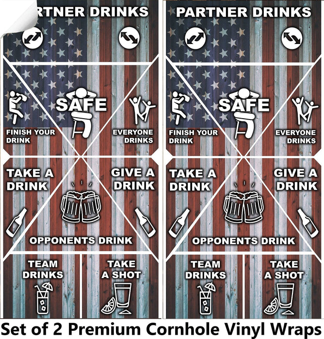 USA Drinking Cornhole Boards Wraps (Set of 2)