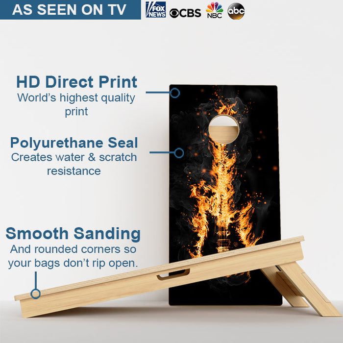 Flaming Guitar Professional Cornhole Boards