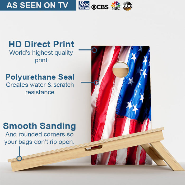 American Flag Wavy Rustic Professional Cornhole Boards