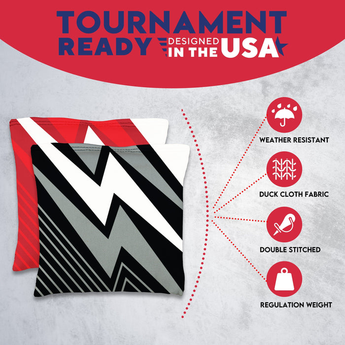 Red Black Zigzag Cornhole Bags