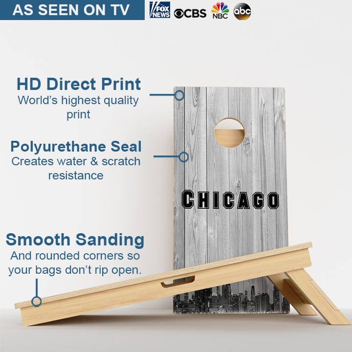 Boards Chicago Black & White City Baseball Professional Cornhole Boards