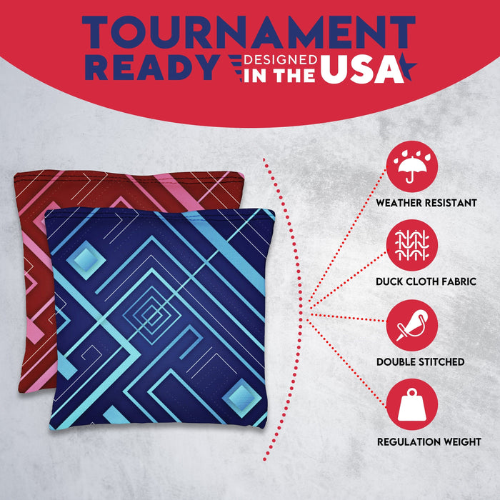 Blue Pink Lines Cornhole Bags