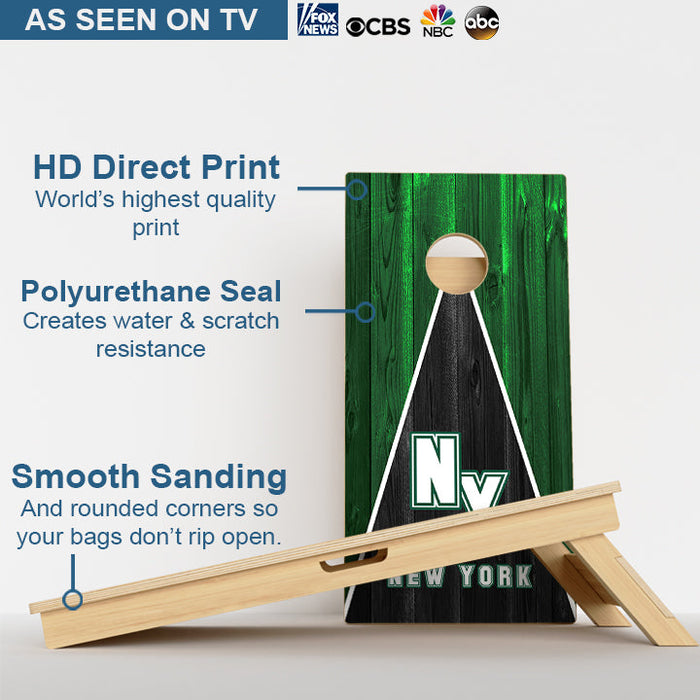New York Green & Black Football Professional Cornhole Boards