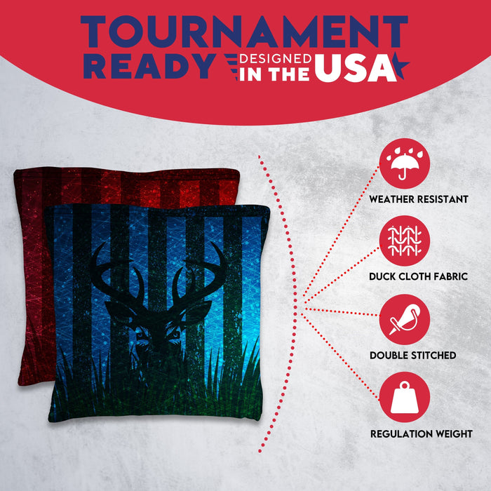 Blue Red Deer Cornhole Bags