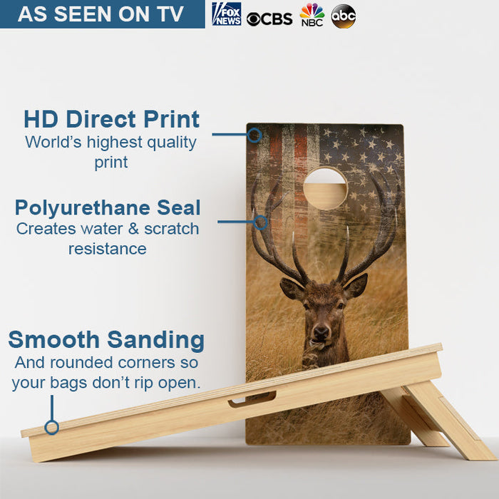 American Deer Flag Cornhole Boards