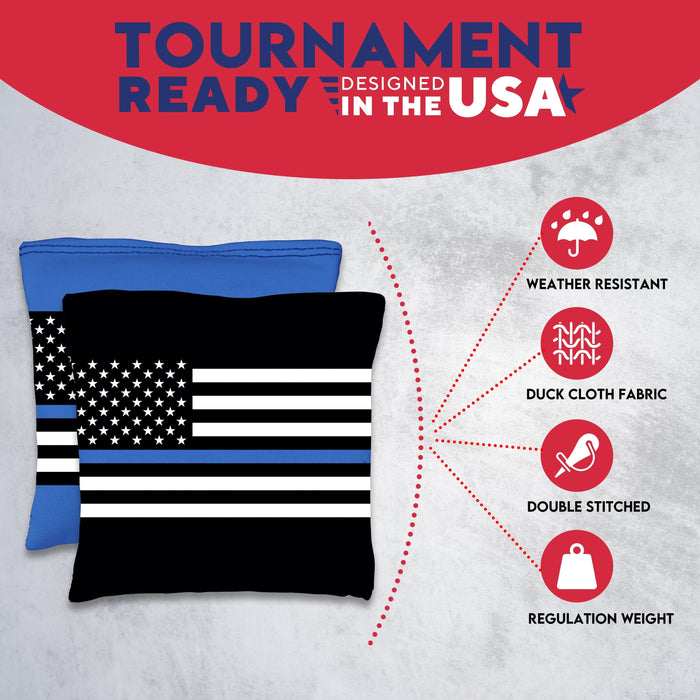 Blue Lines Flag Cornhole Bags