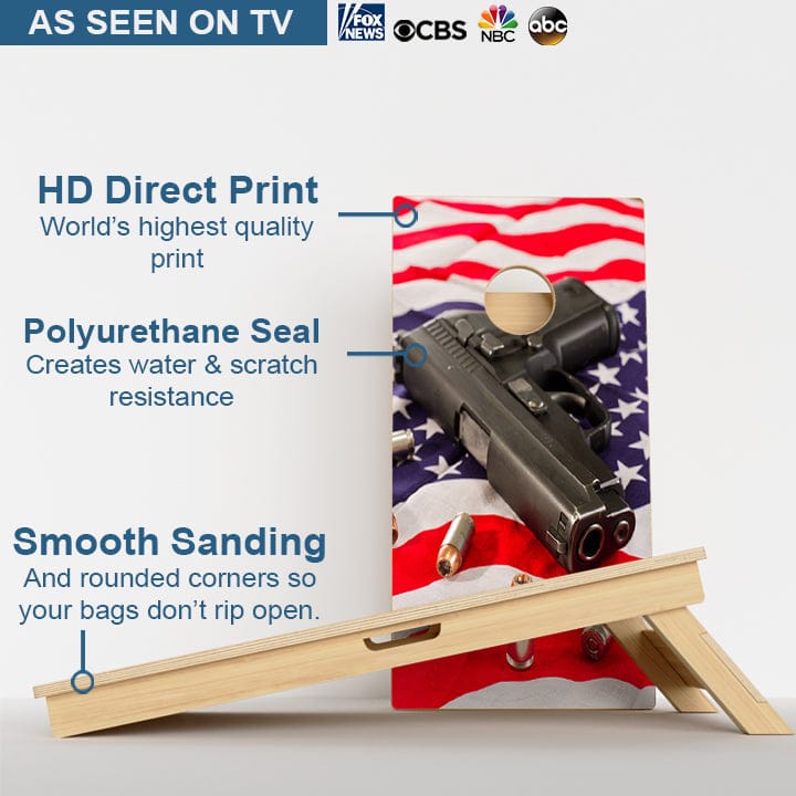 Boards American Flag With Pistol Professional Cornhole Boards