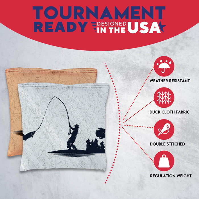 Fish on Rod Cornhole Bags