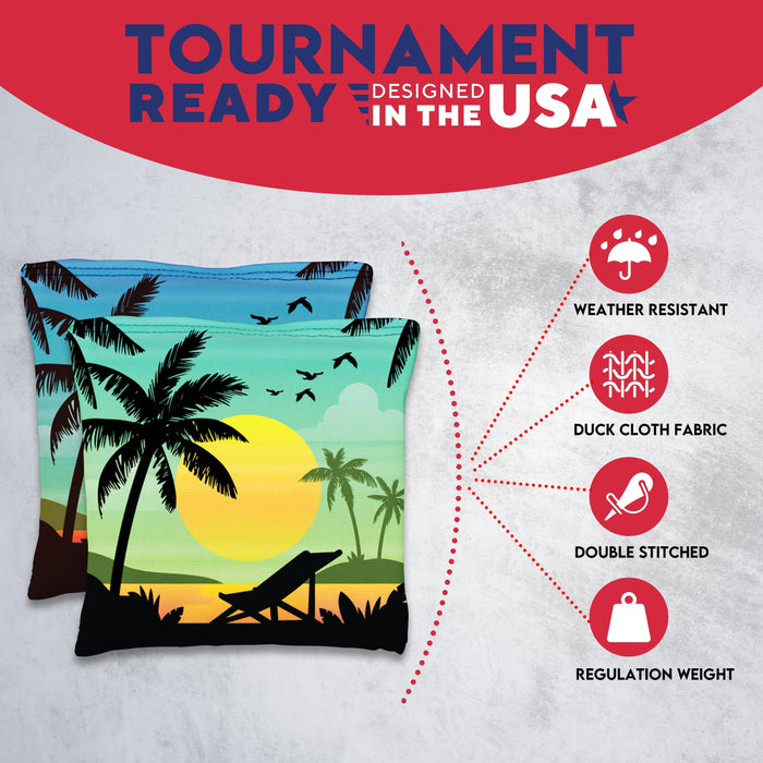 Green Blue Beach Cornhole Bags