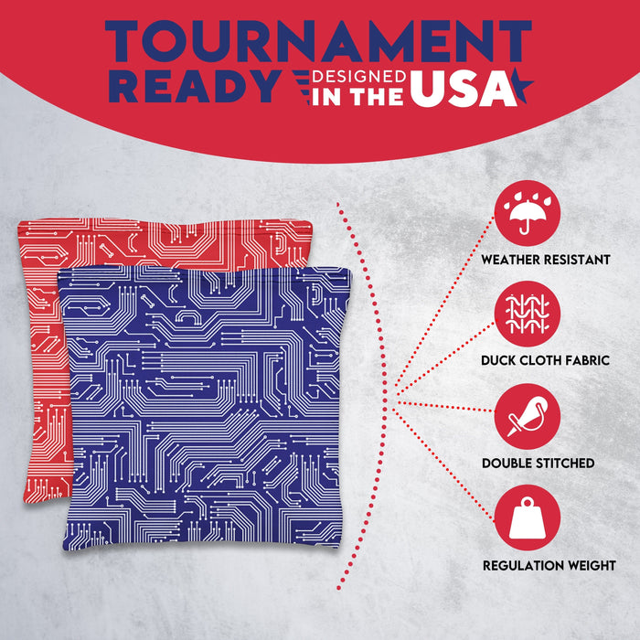 Red Blue Tech Cornhole Bags